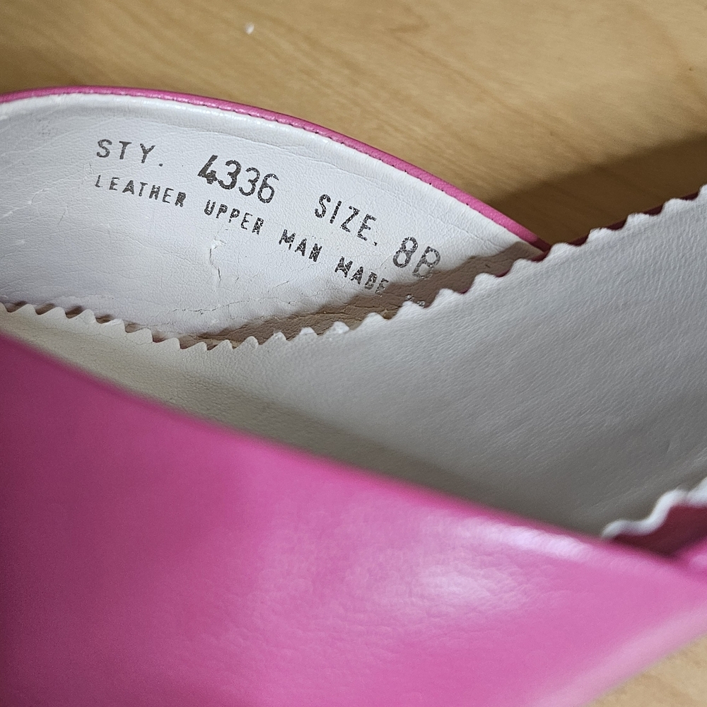 Sz 8 pink leather kitten heel knot slides - made in Italy - Picture 12 of 12